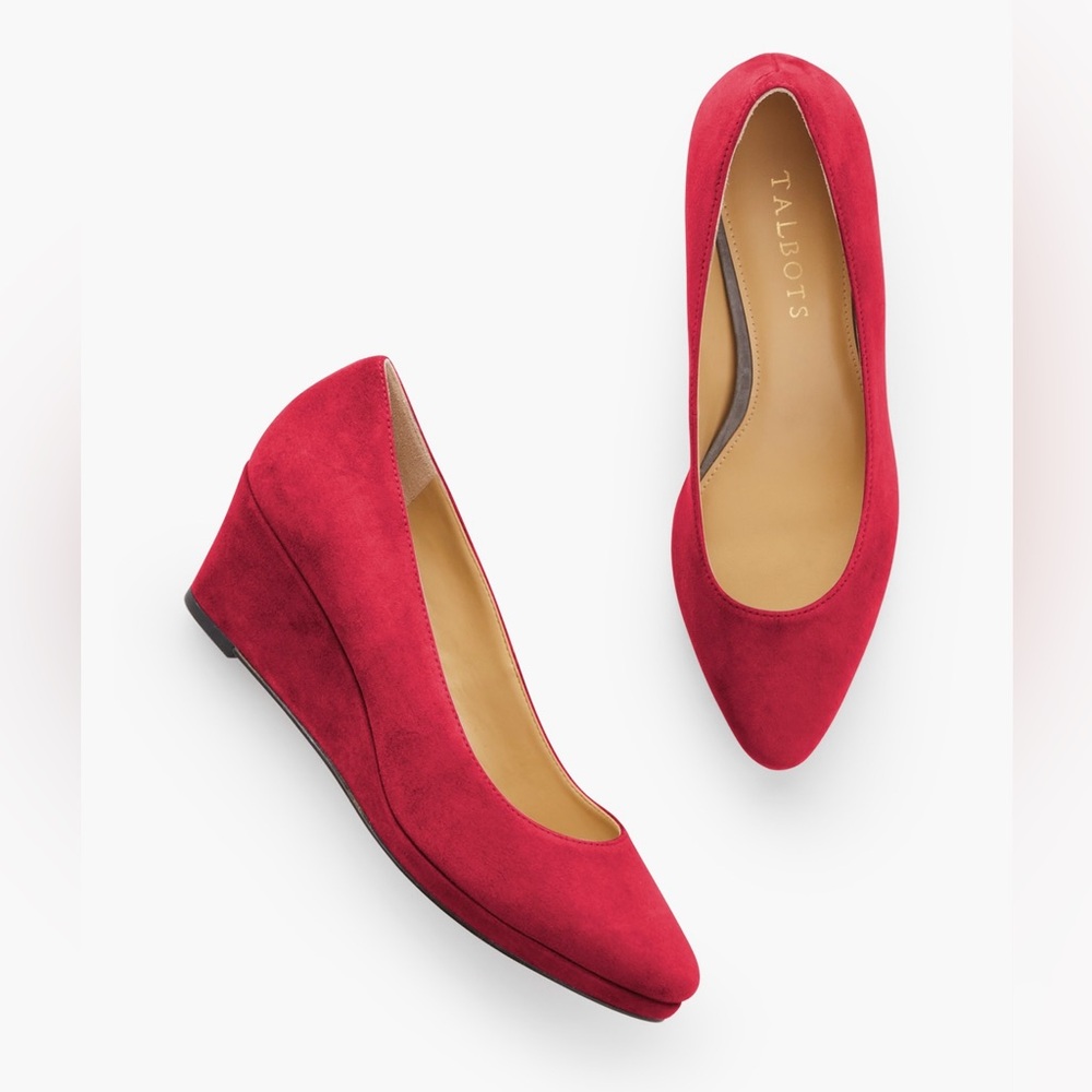 TALBOTS Red Suede Lacey Platform Wedges | Size 8.5